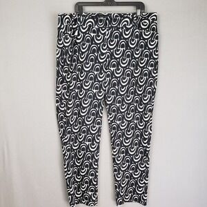 Eloquii Plus Size 18 Swirl Print Skinny Pants Black Maximalist Funky Bold Artsy